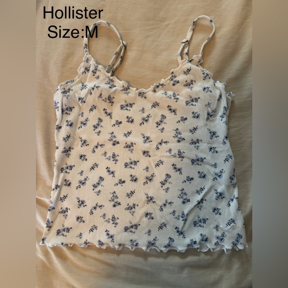 Hollister Cream and Blue Floral Camisole